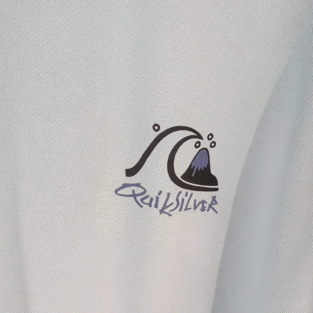 Quick‎ Silver Graphic Logo Crew Neck Classic Pullover Sweatshirt Sky Blue Size M